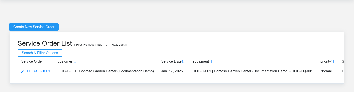Brisk service module workspace displayed with fictional documentation-demo data.