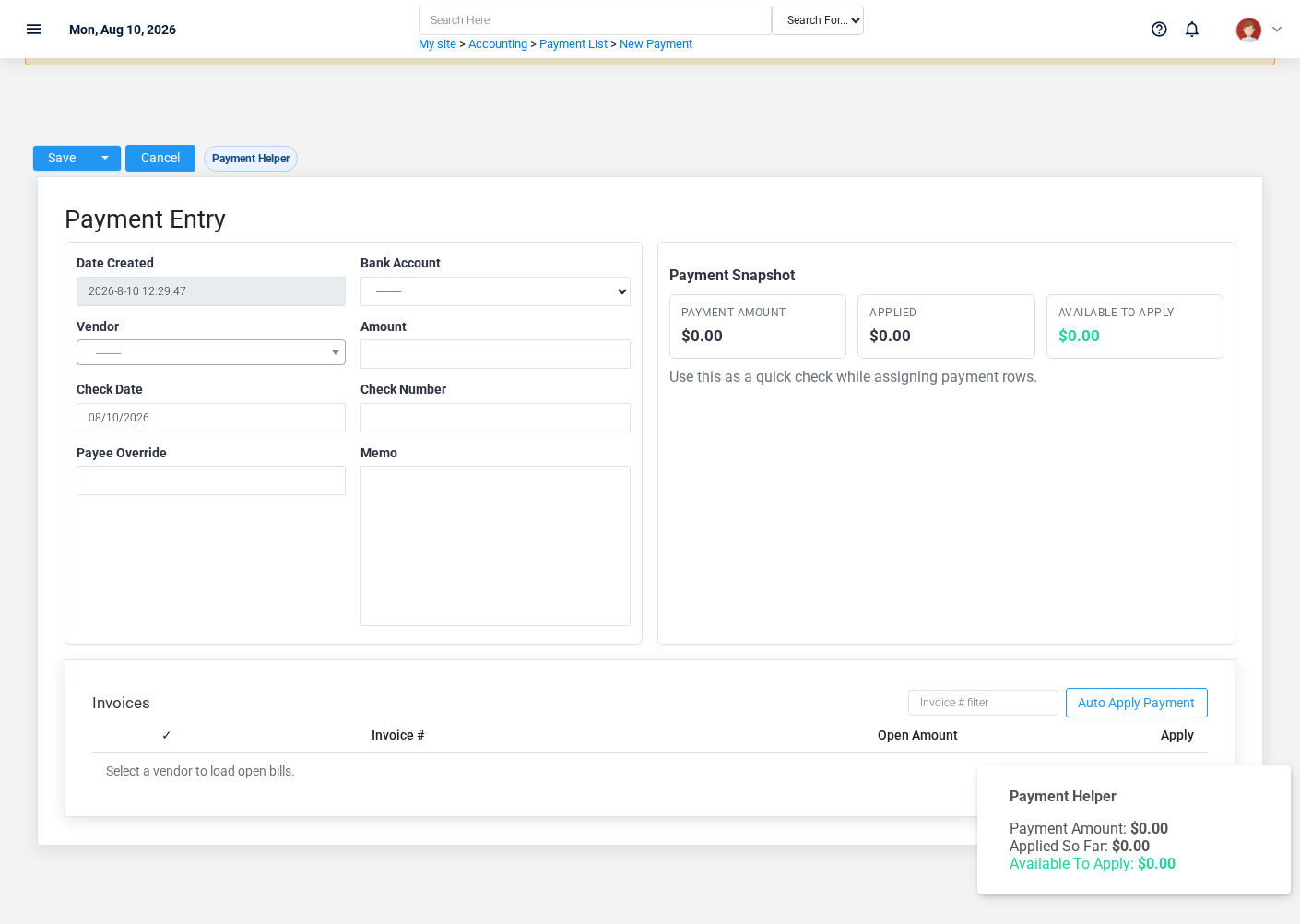 Brisk Payments create screen displayed with fictional documentation-demo data.
