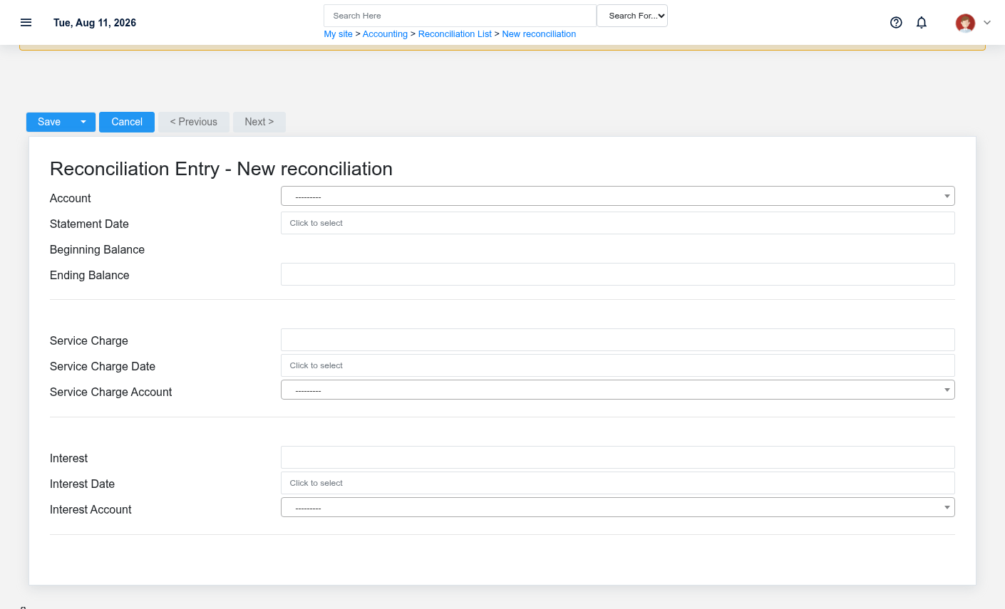 Reconciliation form illustrating review of a separately configured trust bank account.