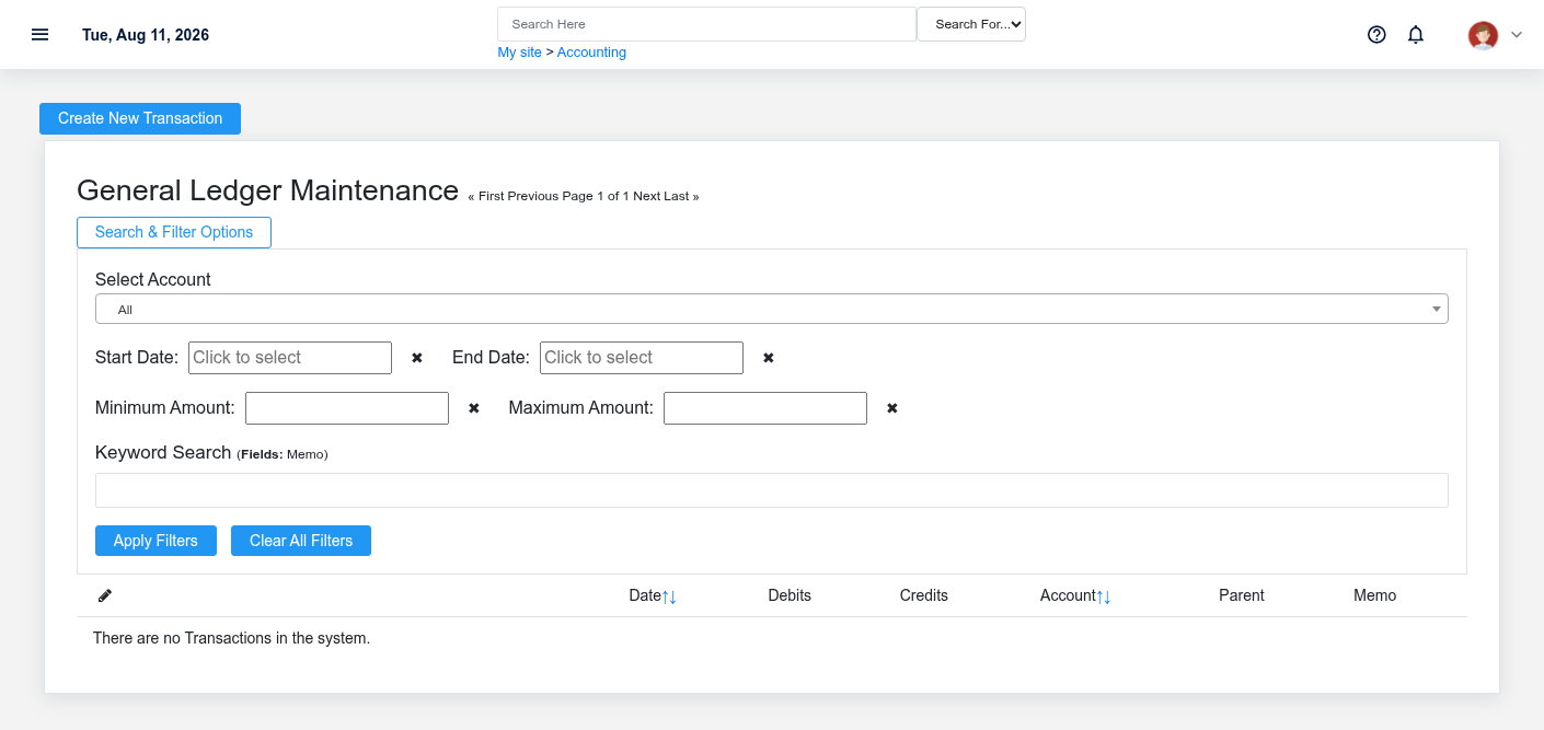 Accounting Transactions list supporting a fictional post-close financial review.