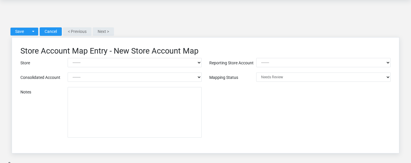 Brisk Store Account Maps create screen displayed with fictional documentation-demo data.