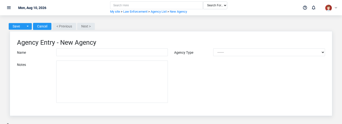 Brisk Agencies create screen displayed with fictional documentation-demo data.