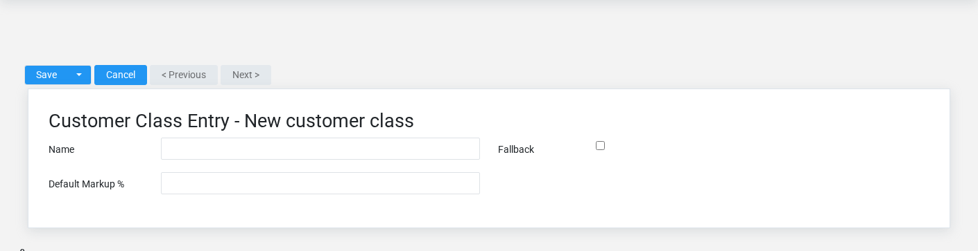 Brisk Customer Classes create screen displayed with fictional documentation-demo data.