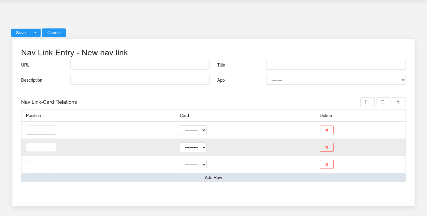 Brisk Nav Links create screen displayed with fictional documentation-demo data.