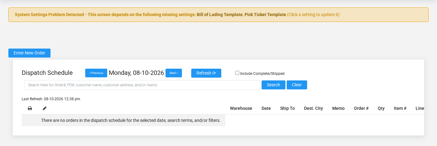 Brisk Manufacturing Orders overview screen displayed with fictional documentation-demo data.