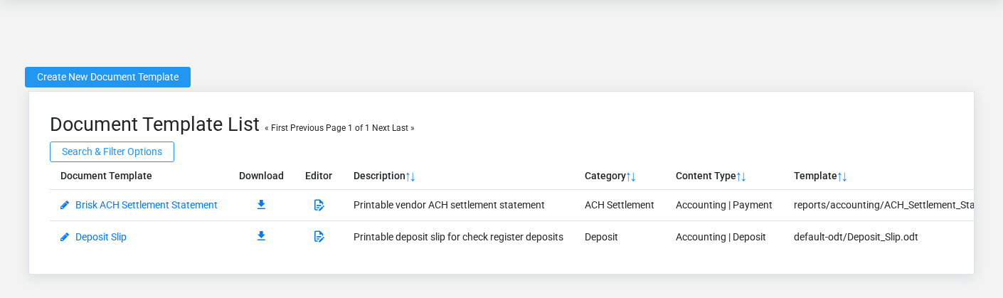 Brisk Pdf Renderers list screen displayed with fictional documentation-demo data.