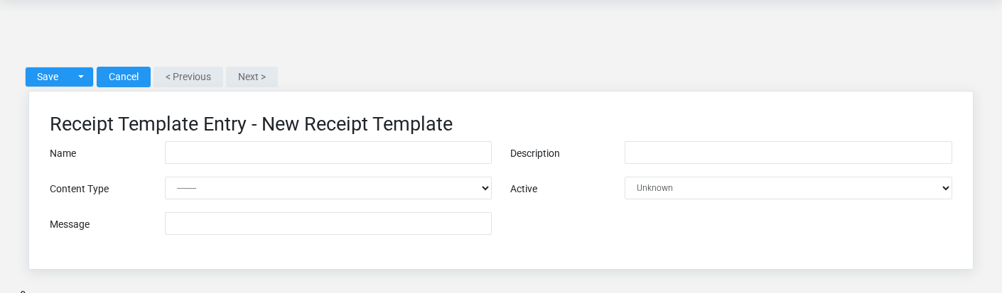 Brisk Receipt Templates create screen displayed with fictional documentation-demo data.