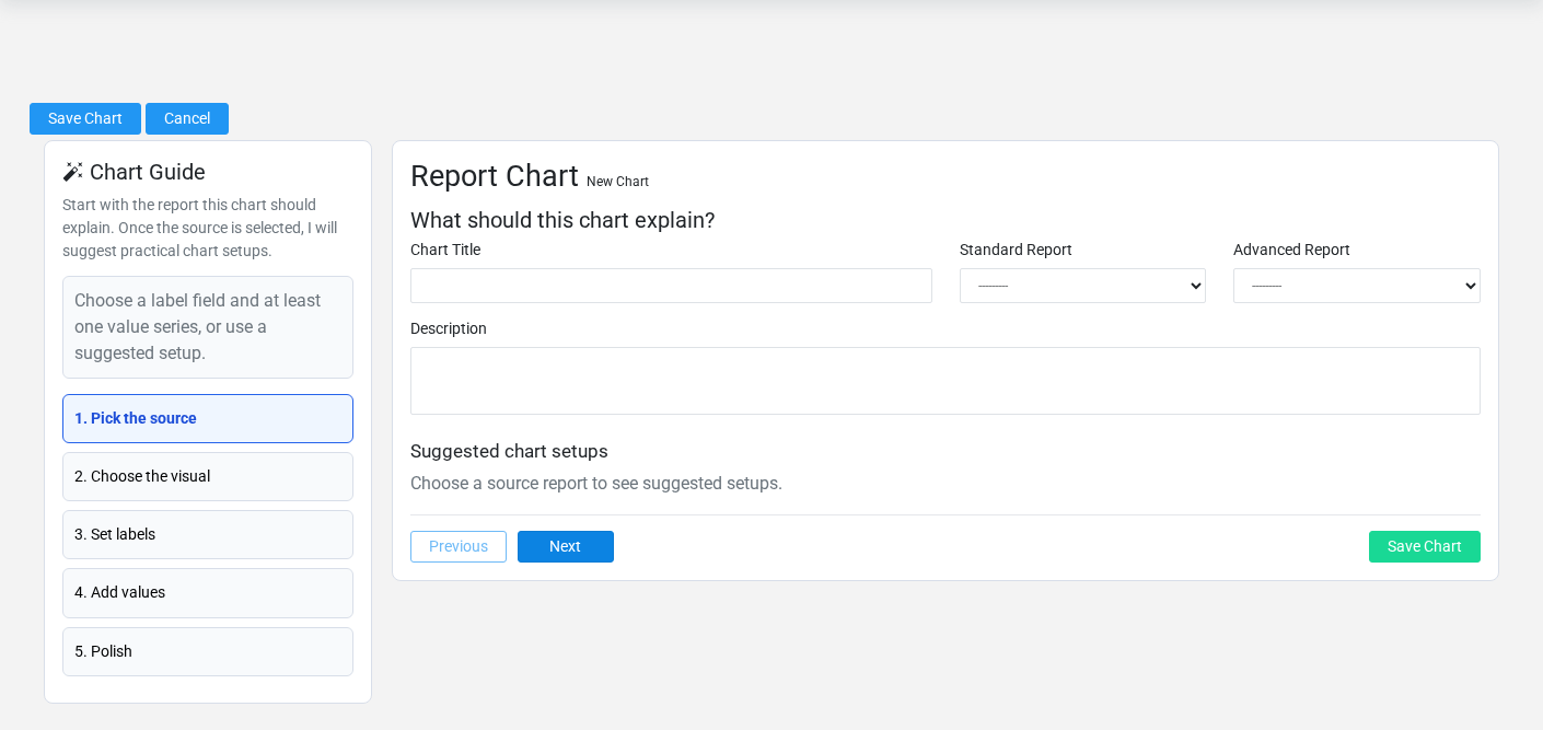 Brisk Report Charts create screen displayed with fictional documentation-demo data.