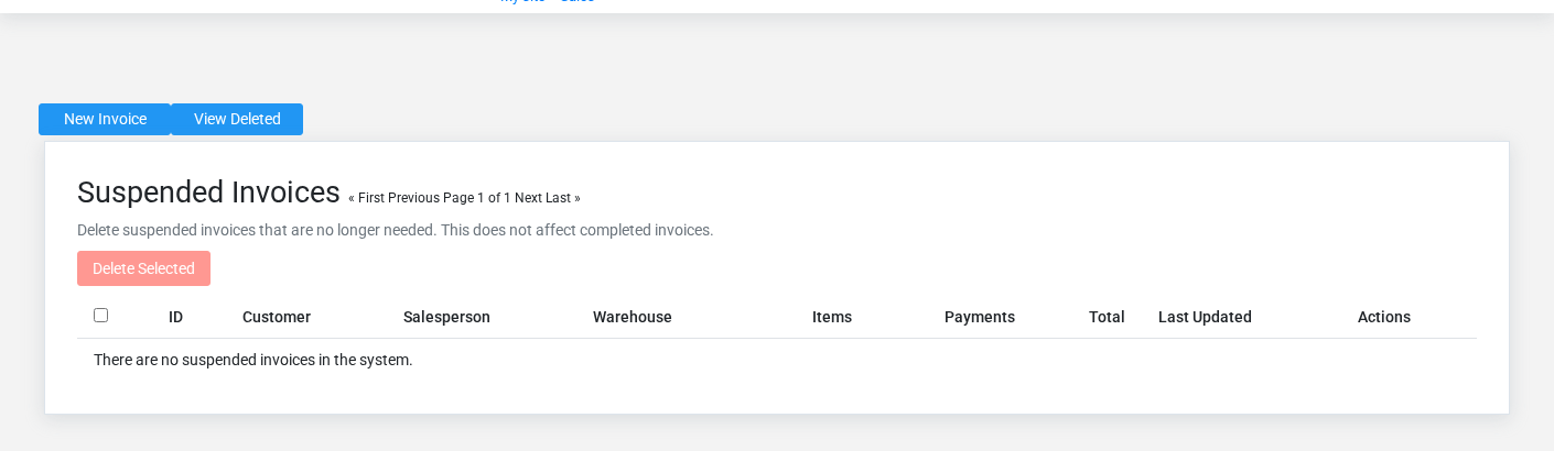Brisk Suspended Sales list screen displayed with fictional documentation-demo data.