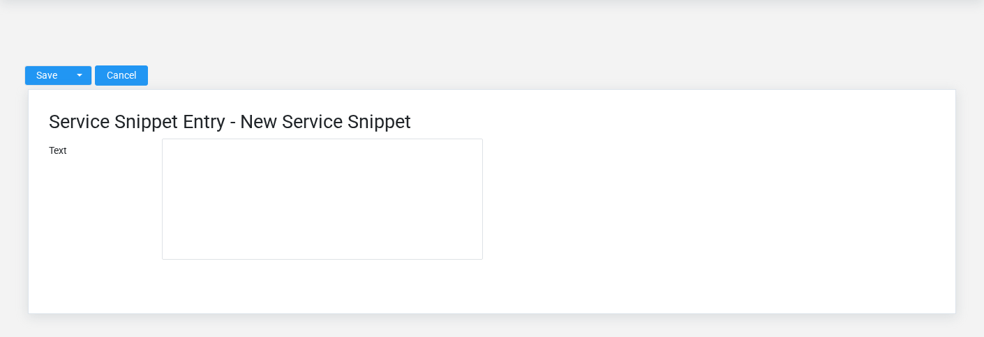 Brisk Service Snippets create screen displayed with fictional documentation-demo data.
