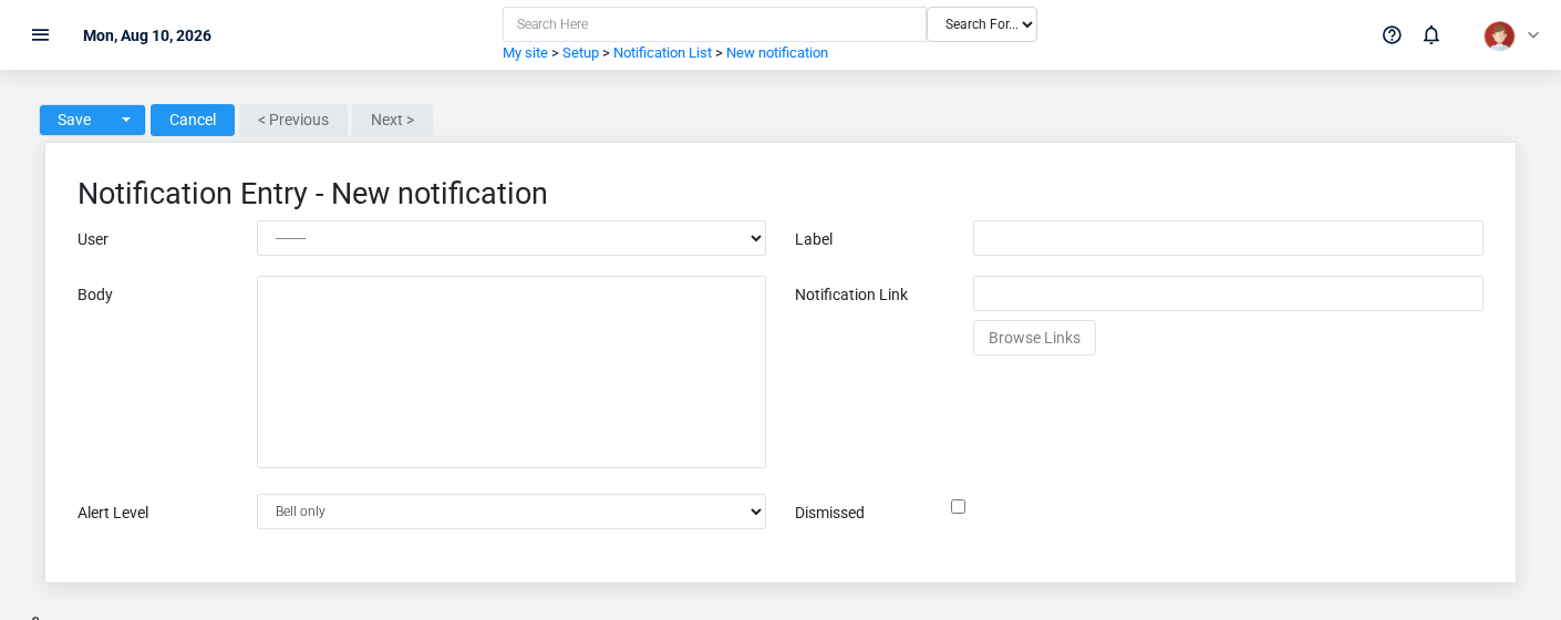 Brisk Notifications create screen displayed with fictional documentation-demo data.