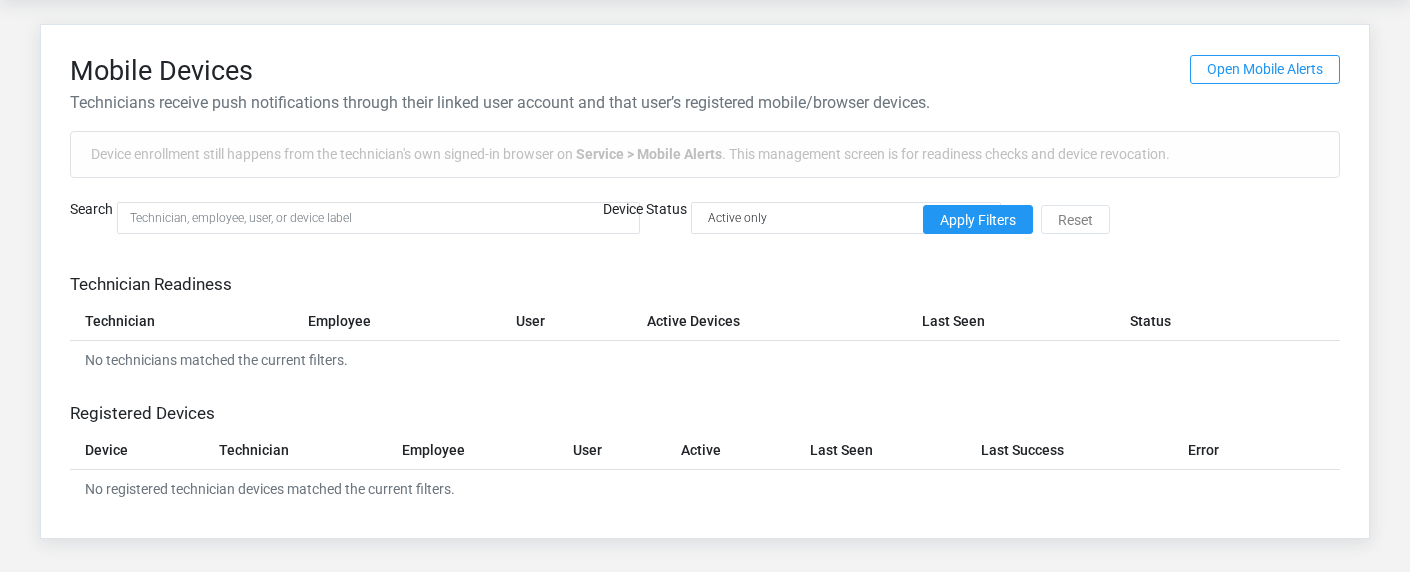 Brisk Push Subscriptions list screen displayed with fictional documentation-demo data.