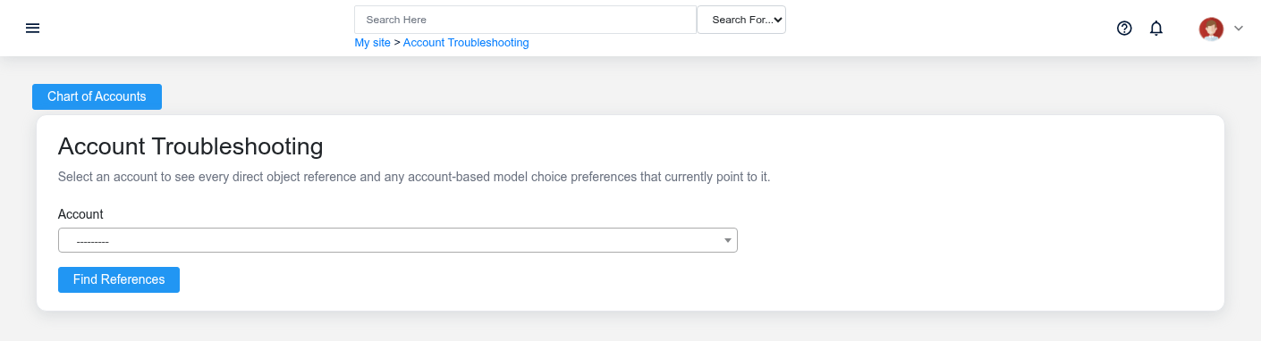 Brisk Account Reference Troubleshooting references screen displayed with fictional documentation-demo data.